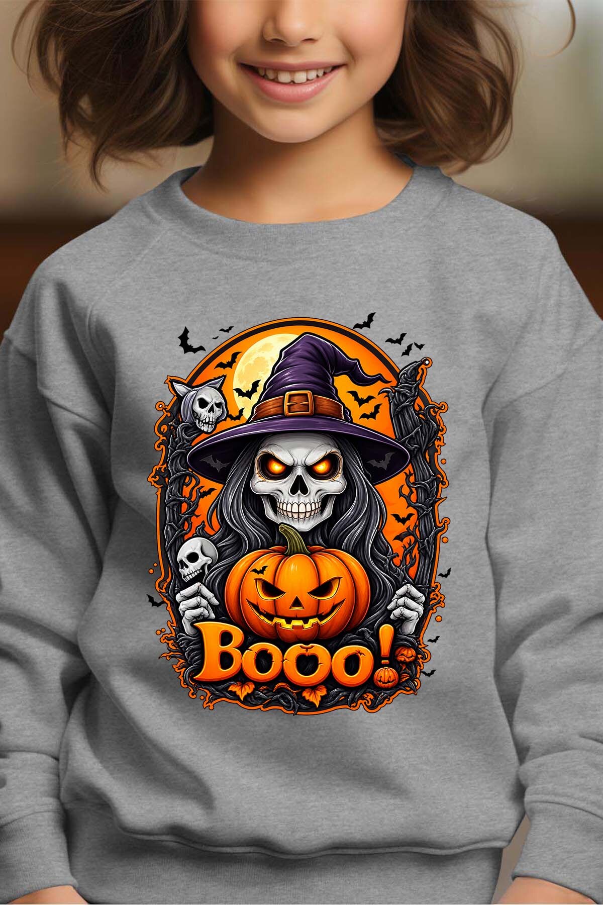Grossiste I.A.L.D FRANCE - Boo witche halloween - Sweat Col Rond Fille