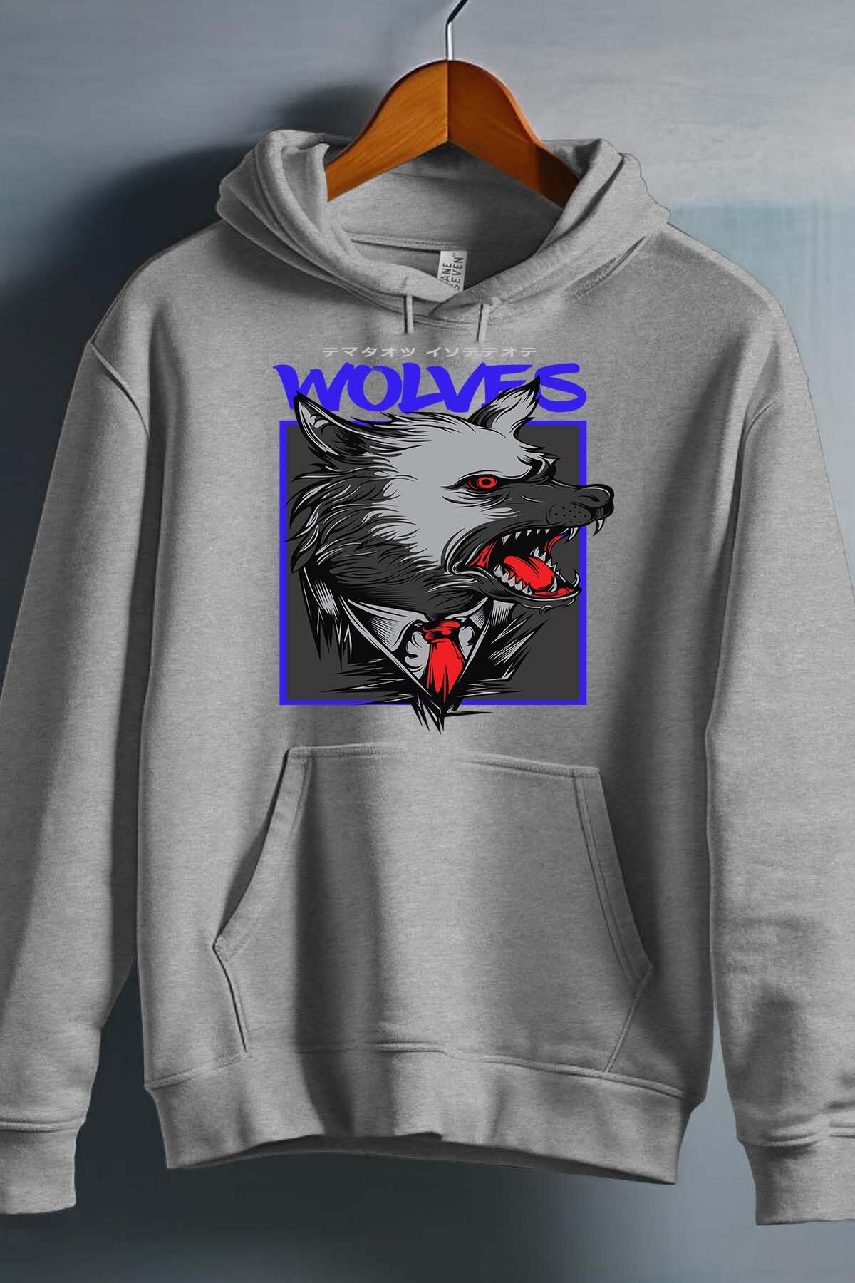 Großhändler I.A.L.D FRANCE - Grauer Hoodie für Jungen mit Wolfsmotiv