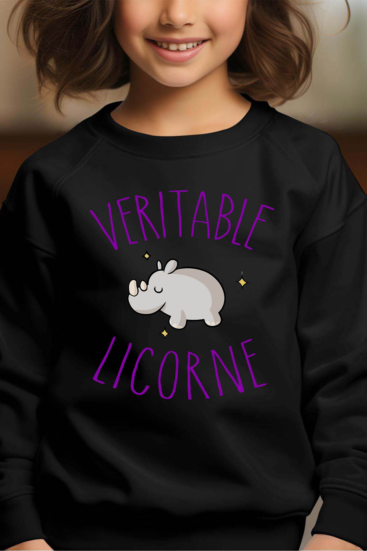 Grossiste I.A.L.D FRANCE - licorne hippo - Sweat Col Rond Fille
