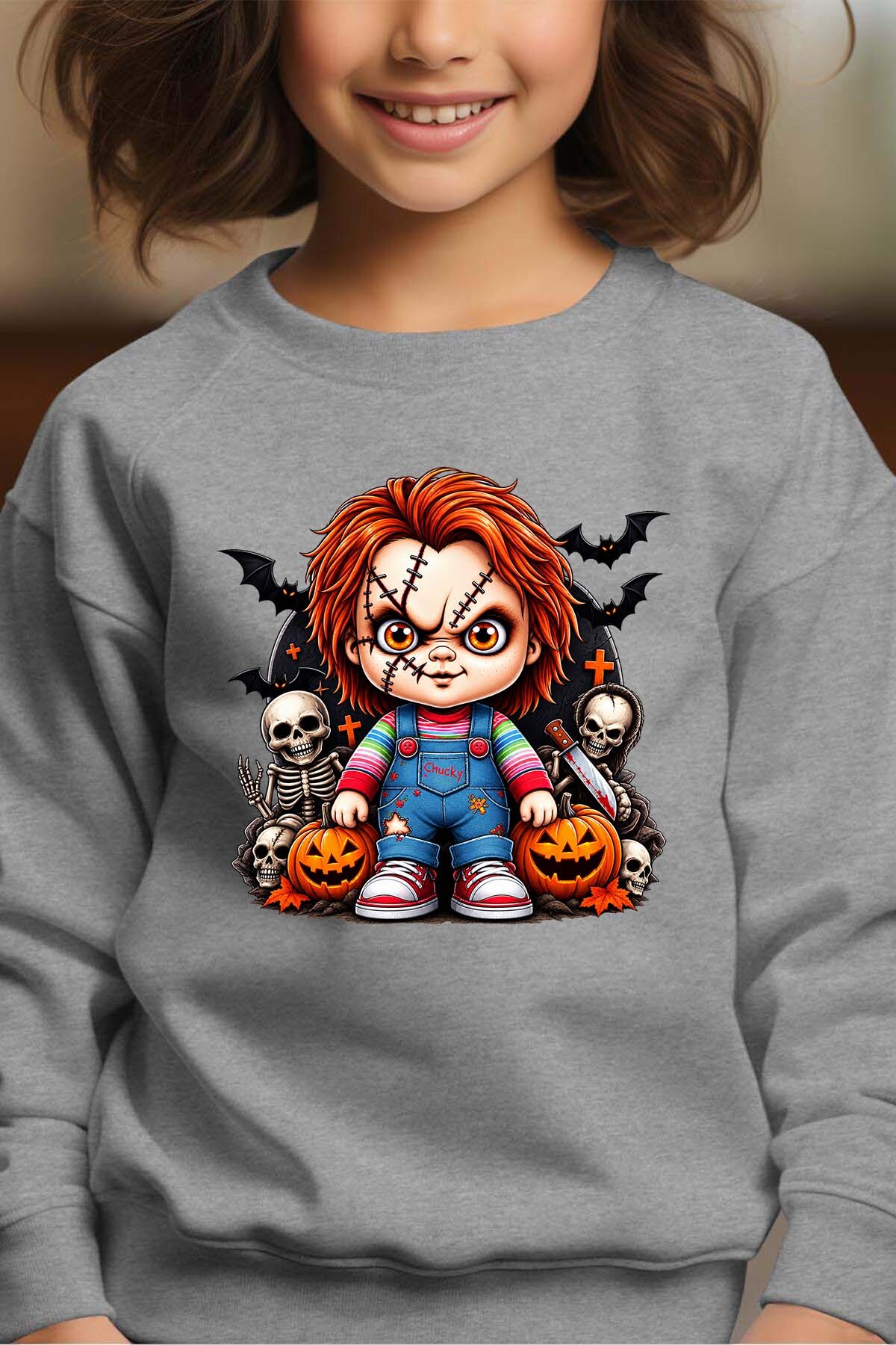 Grossiste I.A.L.D FRANCE - Chuky halloween - Sweat Col Rond Fille