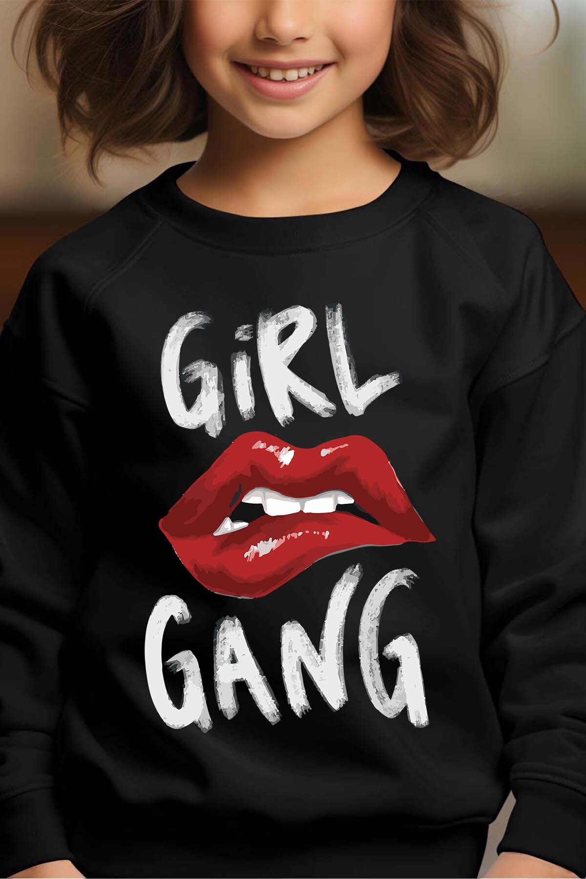 Grossiste I.A.L.D FRANCE - Girl Gang BLANC - Sweat Col Rond Fille