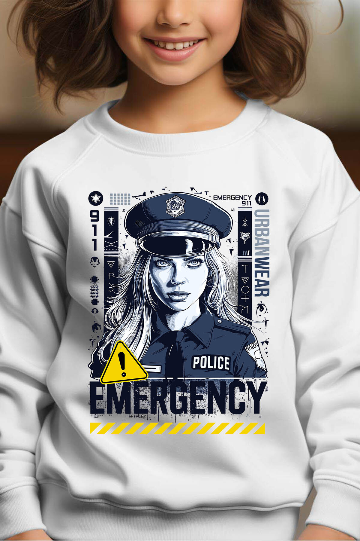 Großhändler I.A.L.D FRANCE - Notfallpolizei - Runde Mädchen Mädchen Sweatshirt