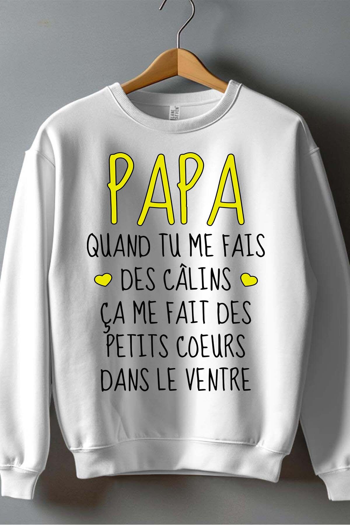 Grossiste I.A.L.D FRANCE - Papa calin coeur ventre - Sweat Col Rond Garçon