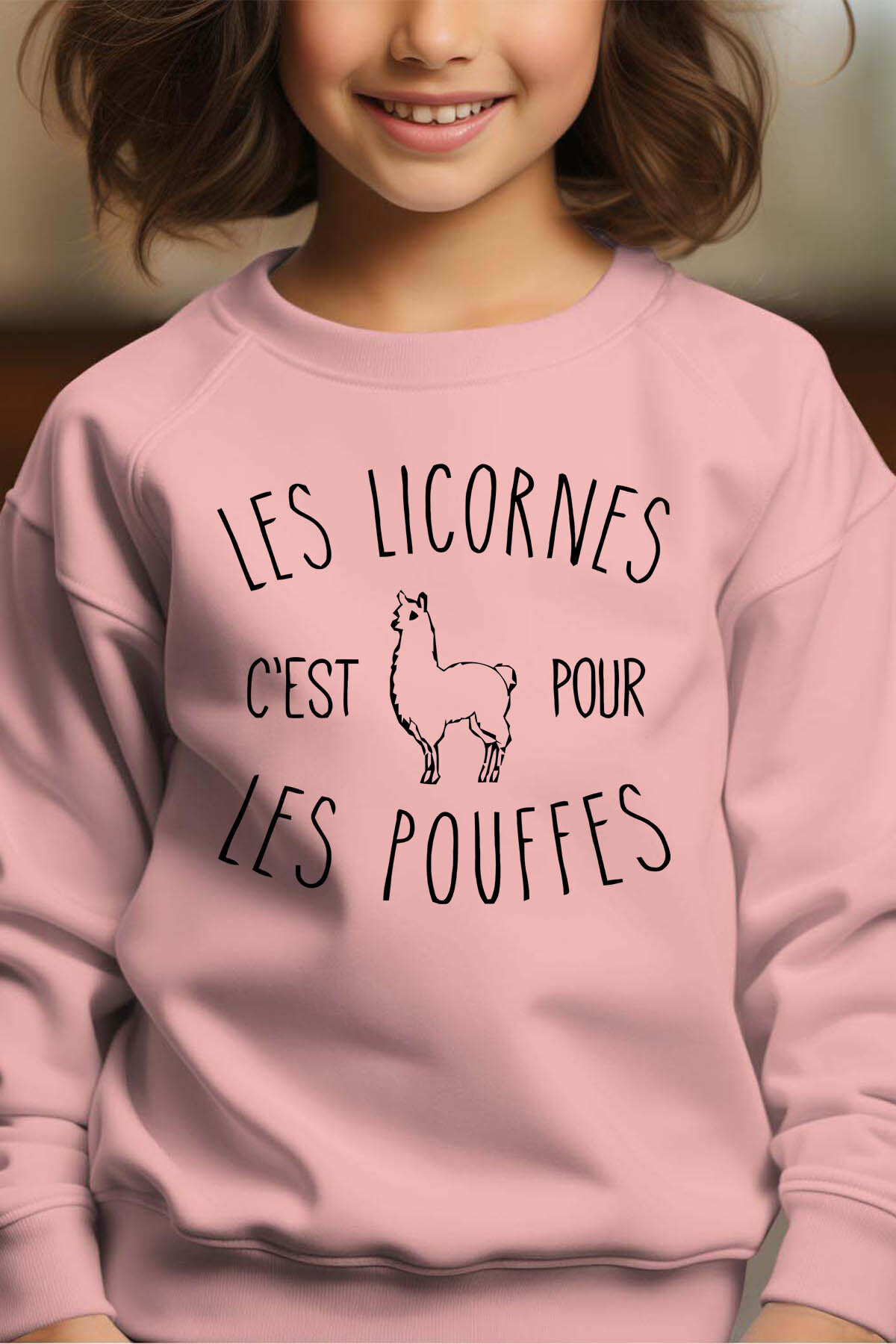 Grossiste I.A.L.D FRANCE - licornes pouffes - Sweat Col Rond Fille