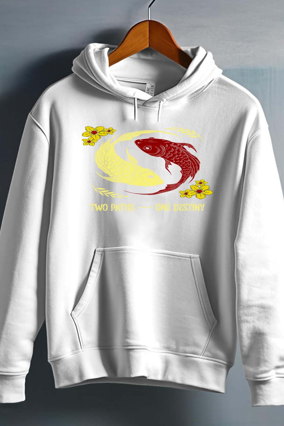 Wholesaler I.A.L.D FRANCE - Red and White Creative Illustrated Koi Fish - Hooded sweatshirt Girl