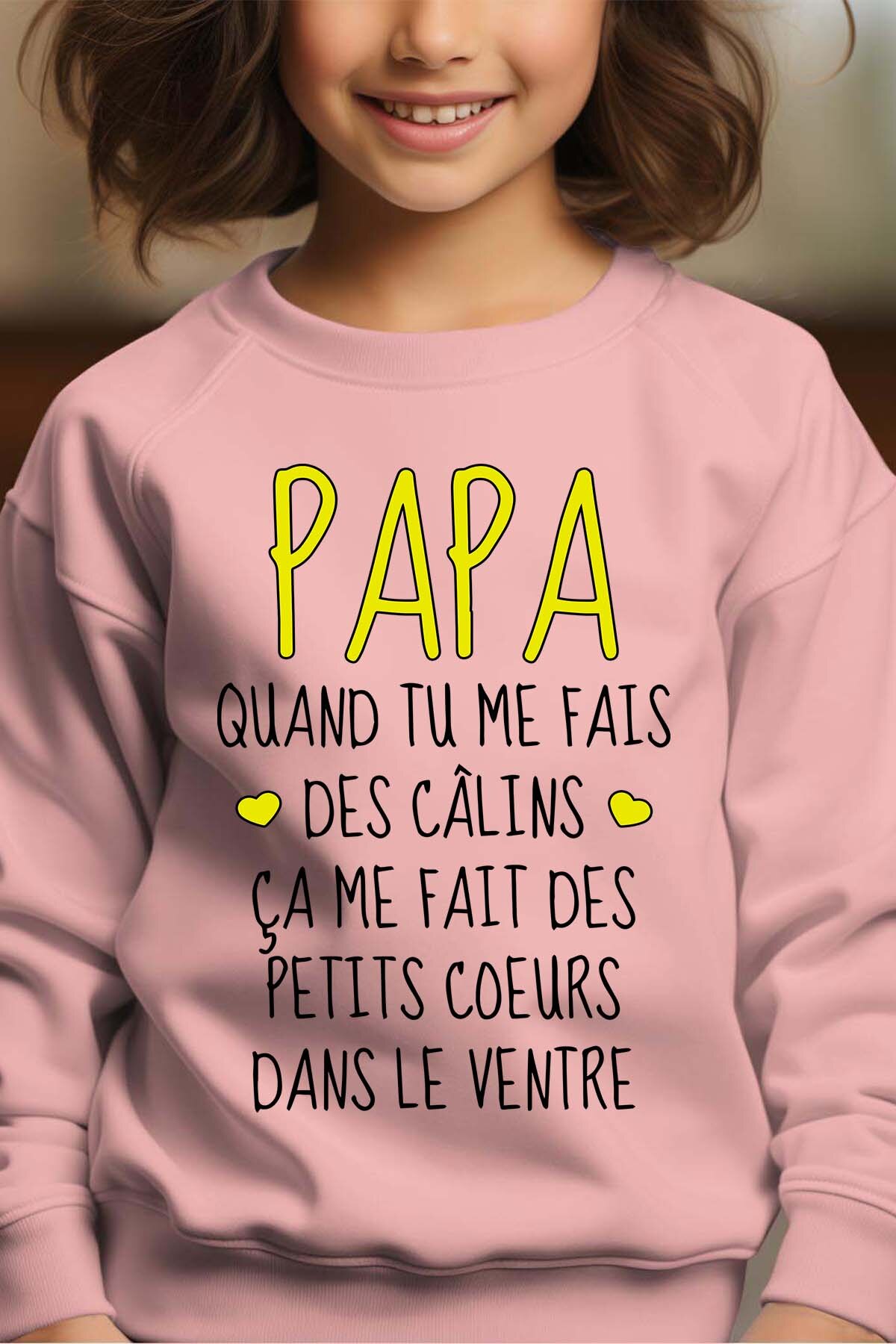 Grossiste I.A.L.D FRANCE - Papa calin coeur ventre - Sweat Col Rond Fille