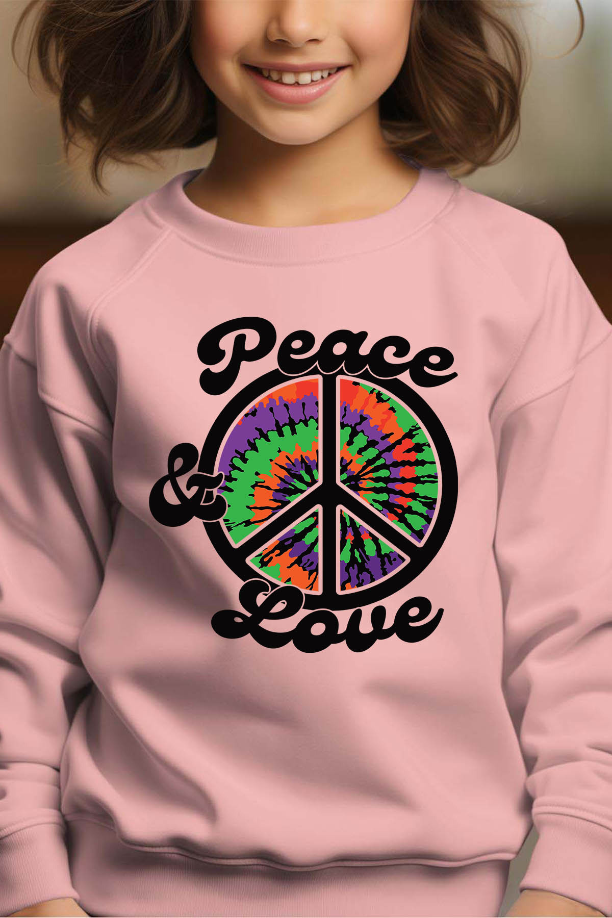 Grossiste I.A.L.D FRANCE - Peace love Hippie - Sweat Col Rond Fille