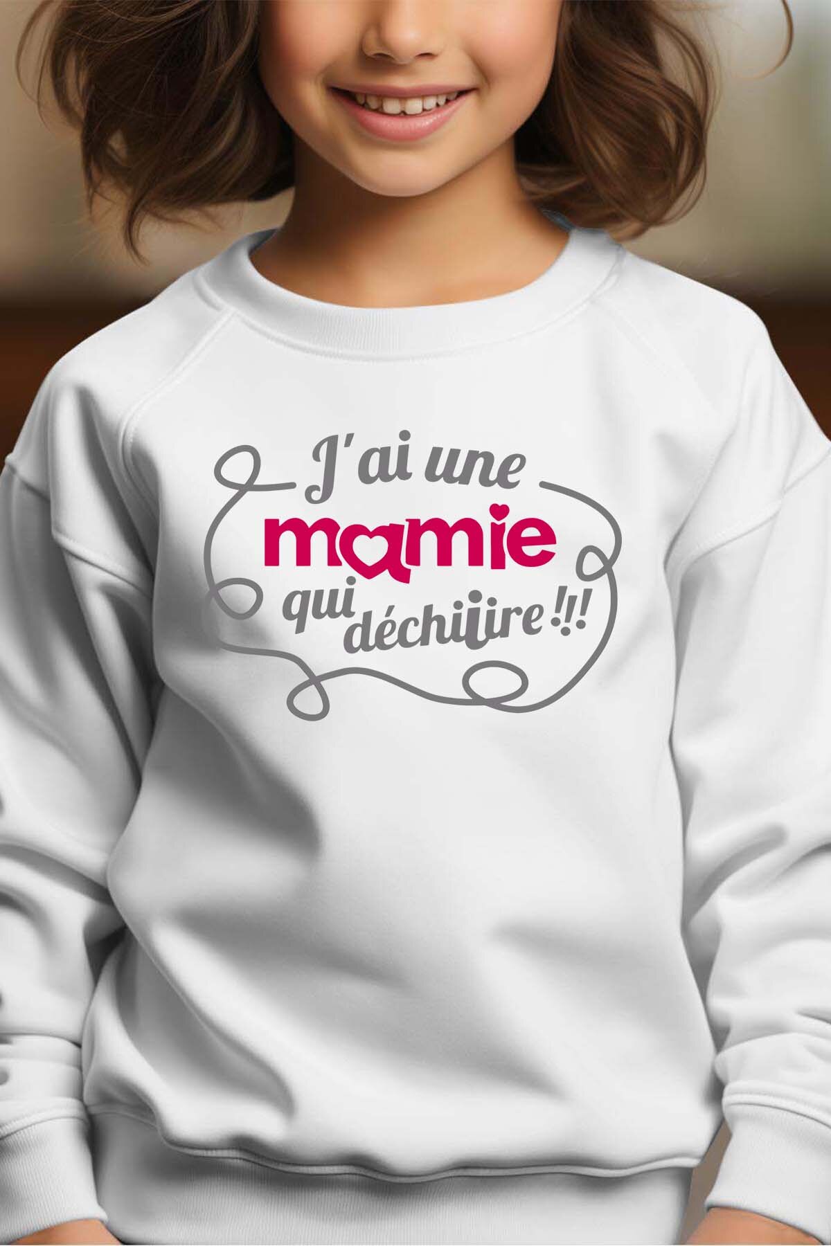 Grossiste I.A.L.D FRANCE - Une mamie ki déchire - Sweat Col Rond Fille