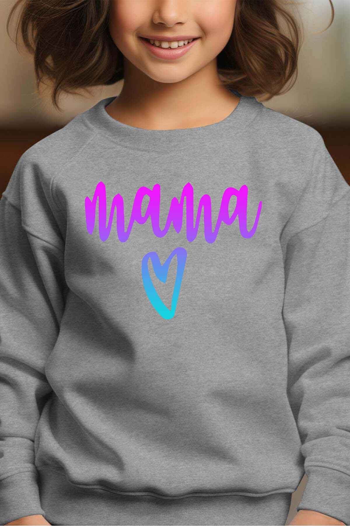 Grossiste I.A.L.D FRANCE - mama coeur - Sweat Col Rond Fille