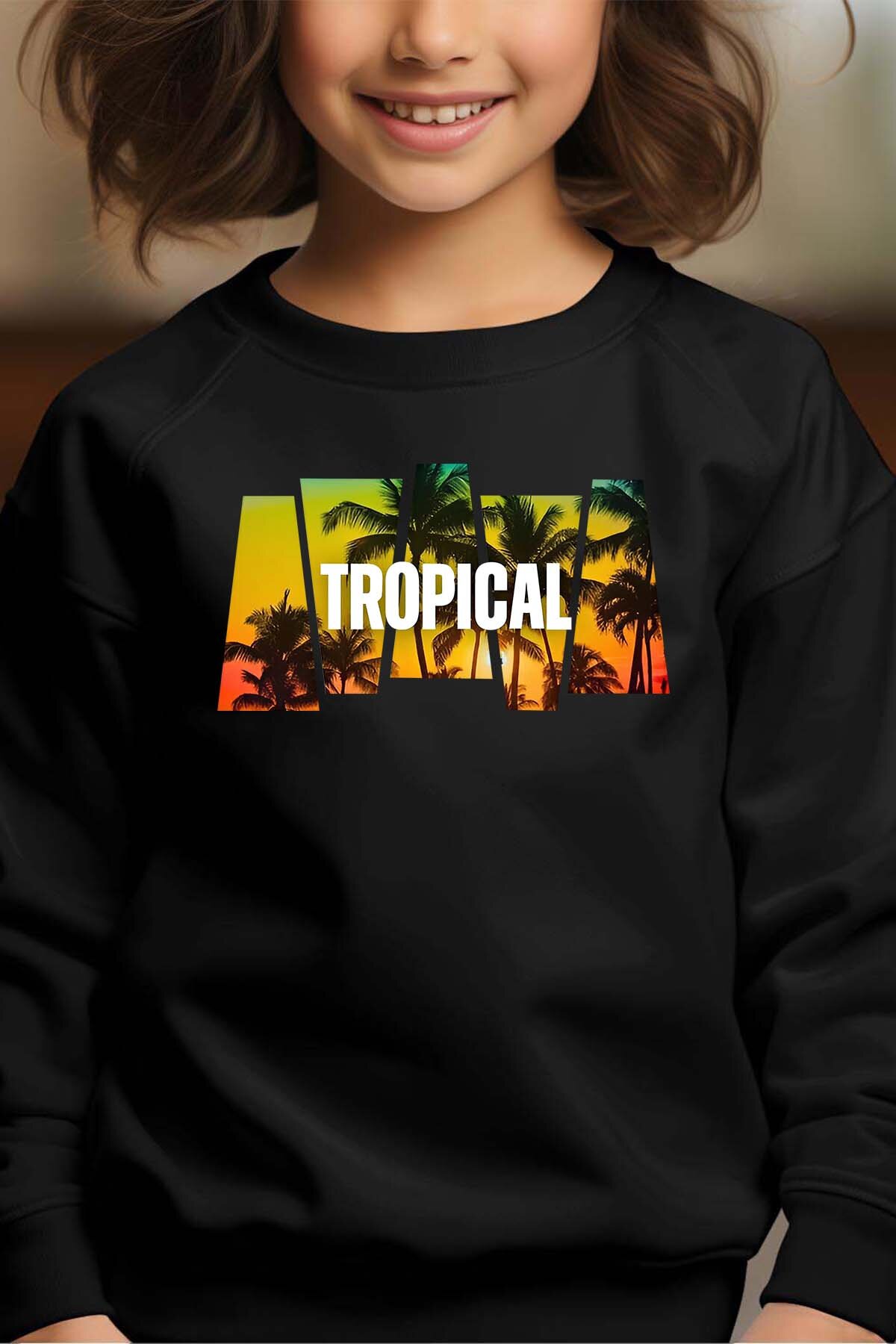 Großhändler I.A.L.D FRANCE - Tropischer Sonnenuntergang - Rundhals-Sweatshirt Mädchen