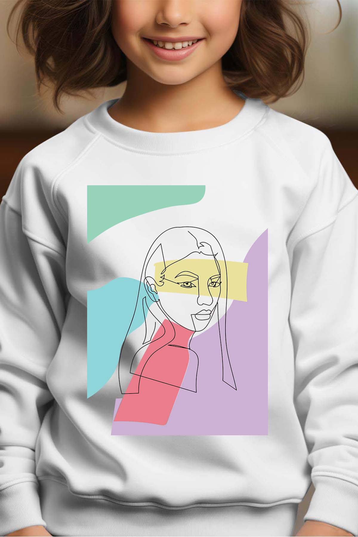 Grossiste I.A.L.D FRANCE - Color girl pat2 - Sweat Col Rond Fille