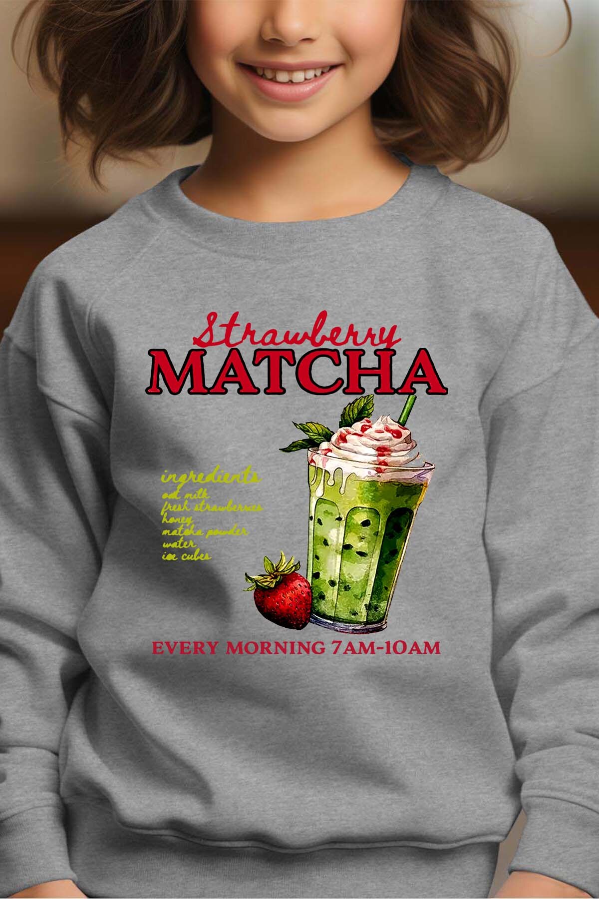 Grossiste I.A.L.D FRANCE - Strowberry matcha mornng - Sweat Col Rond Fille