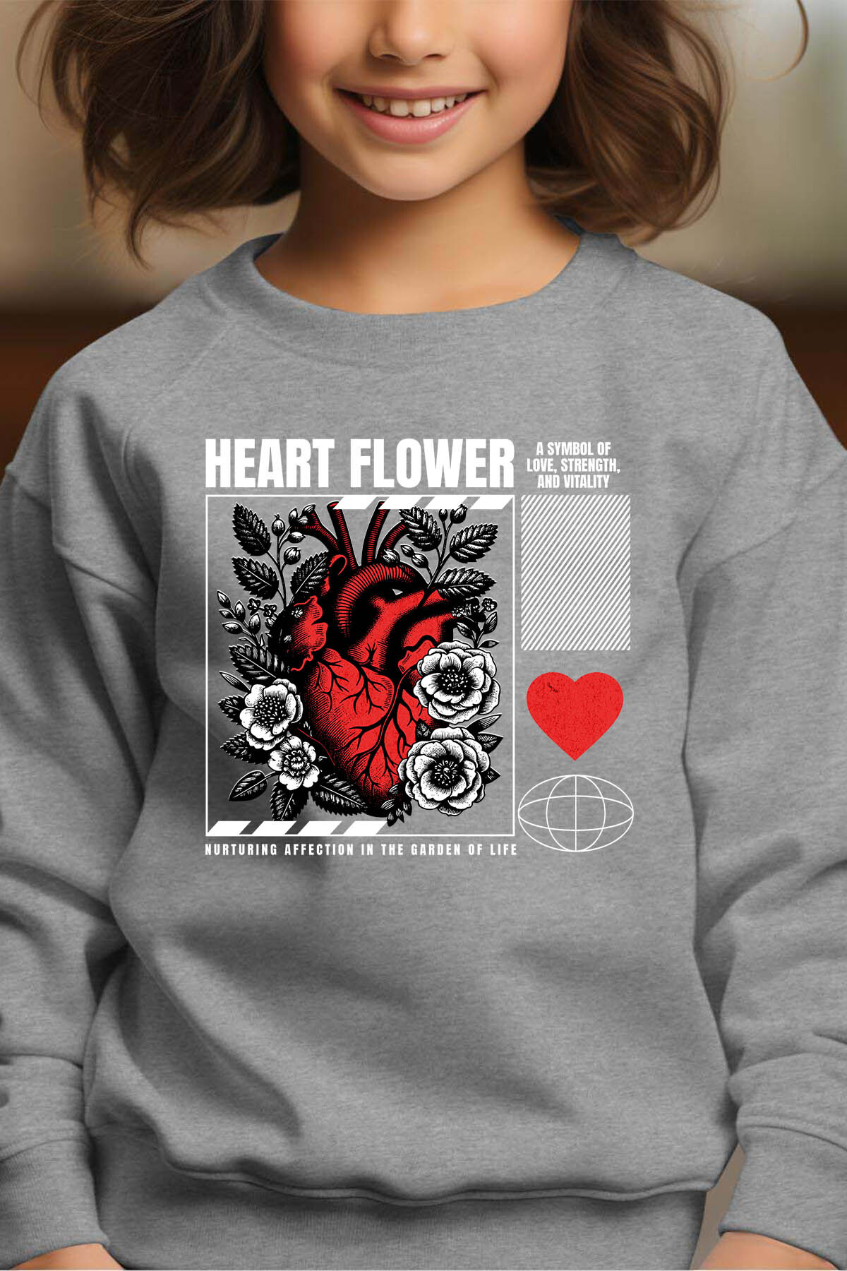 Wholesaler I.A.L.D FRANCE - Heart flower - Crewneck sweatshirt Girl