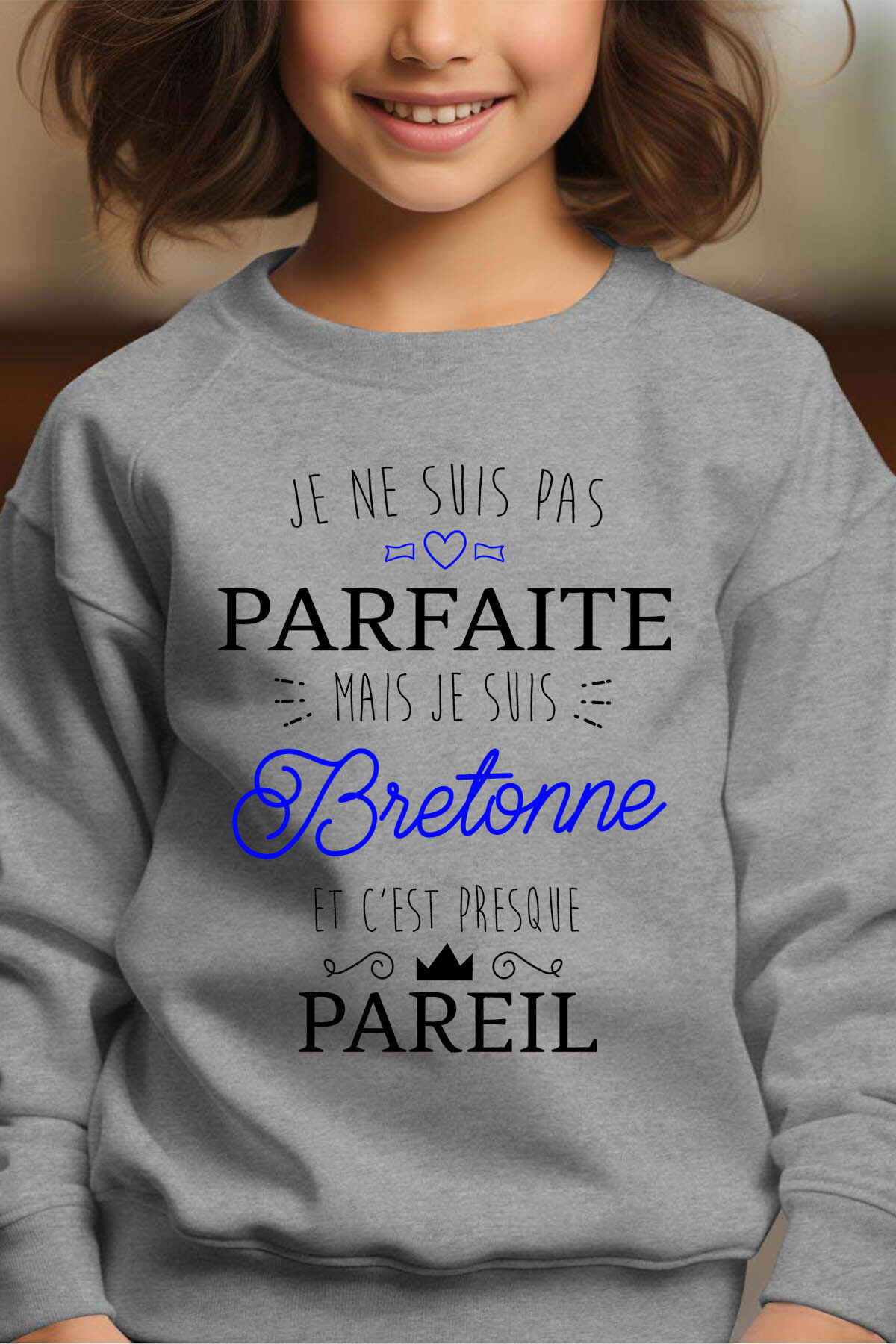 Grossiste I.A.L.D FRANCE - pas parfaite bretonne - Sweat Col Rond Fille