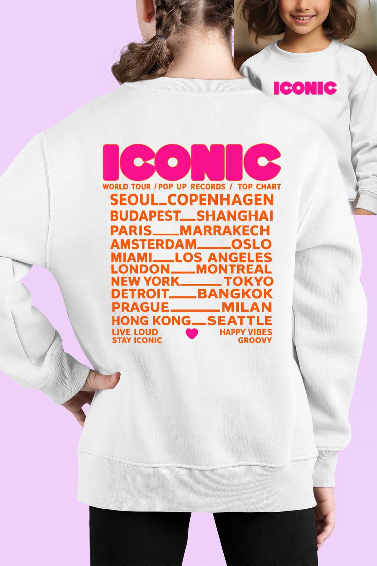 Grossiste I.A.L.D FRANCE - Iconic Fluo Orange - Sweat Col Rond Fille