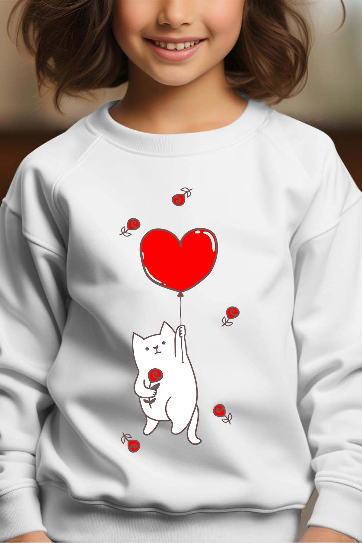 Mayorista I.A.L.D FRANCE - Gato roba corazón - Sudadera Cuello Redondo Niña