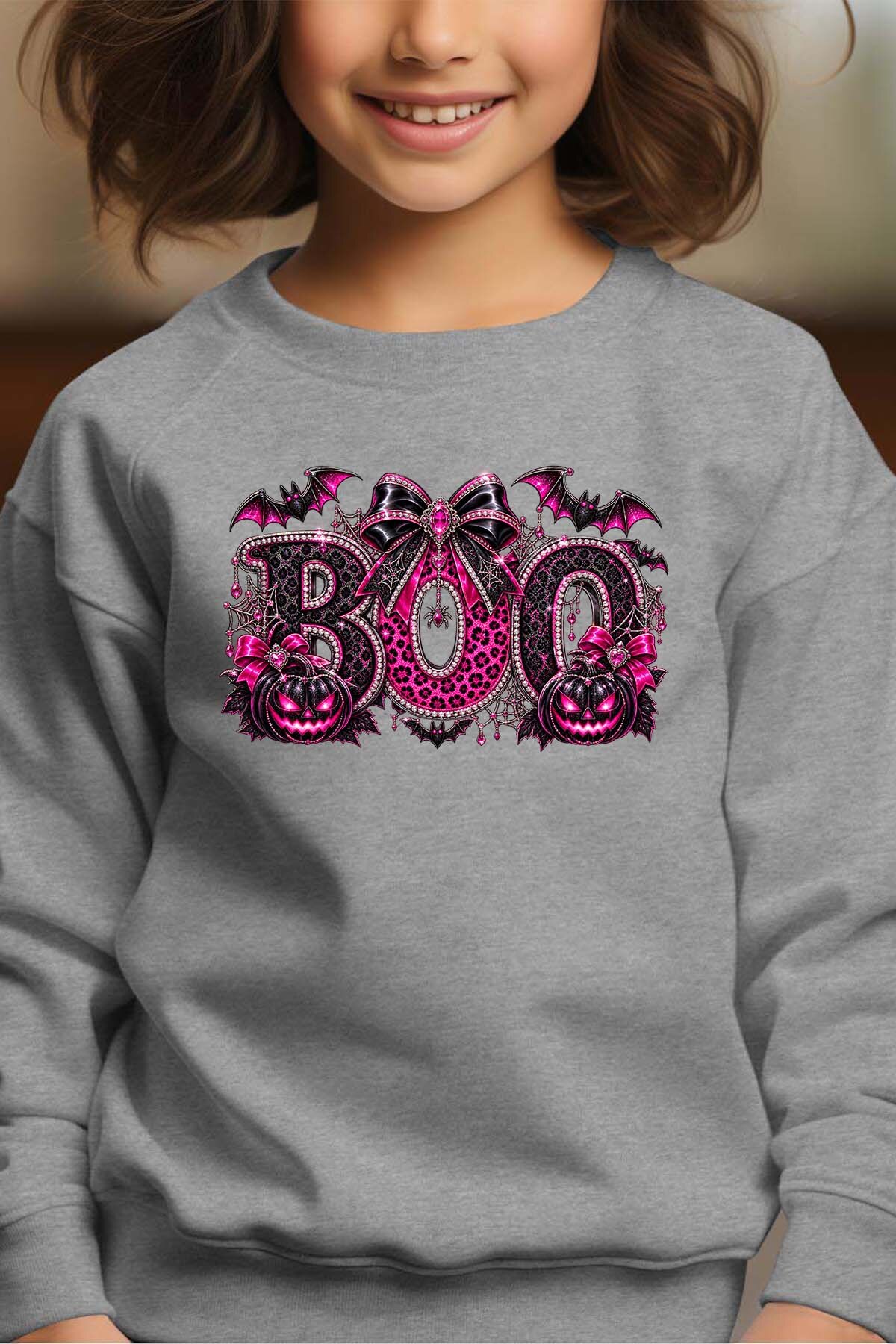 Grossiste I.A.L.D FRANCE - Glitter boo halloween - Sweat Col Rond Fille