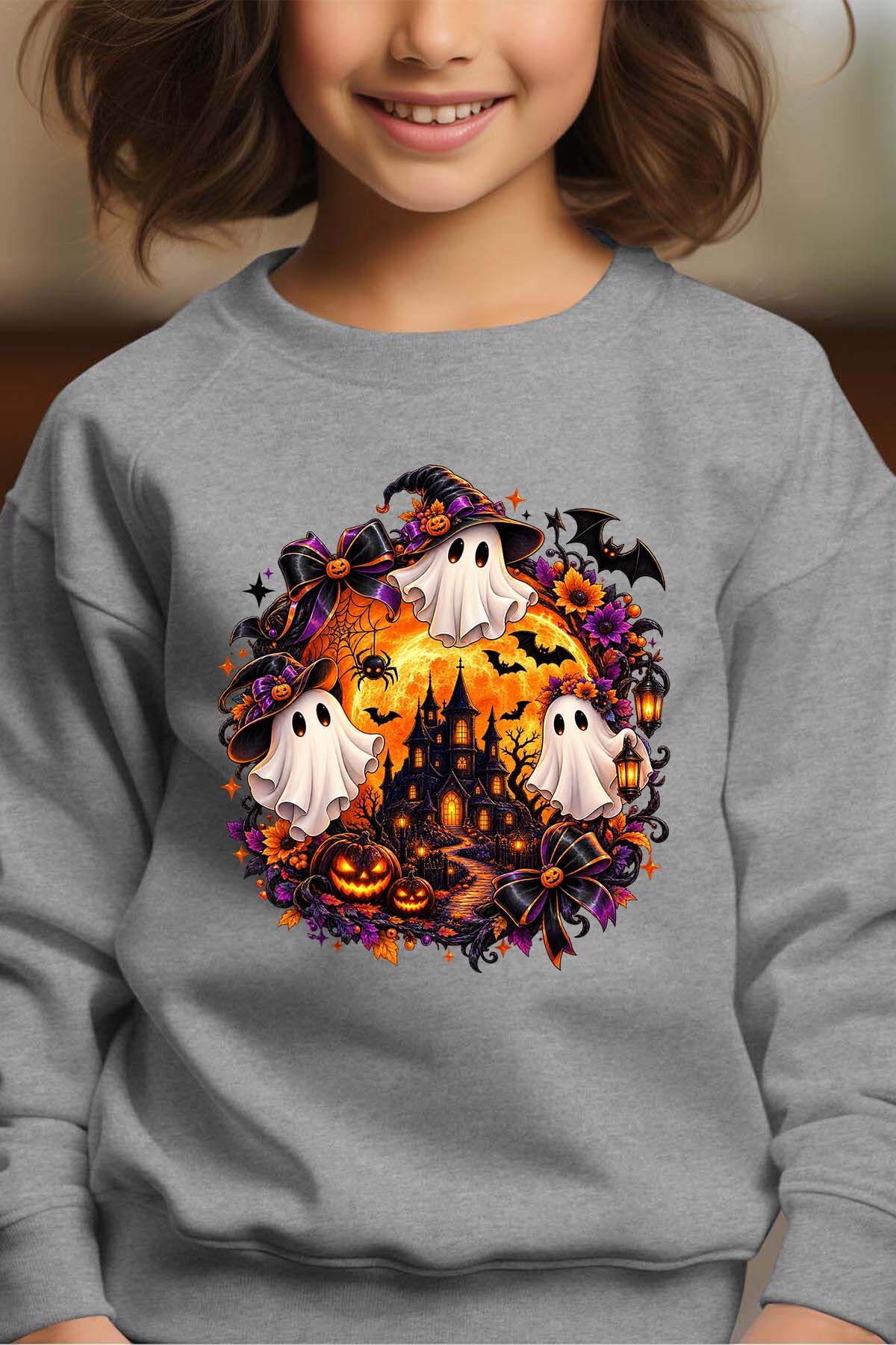 Grossiste I.A.L.D FRANCE - Boo ghost halloween - Sweat Col Rond Fille