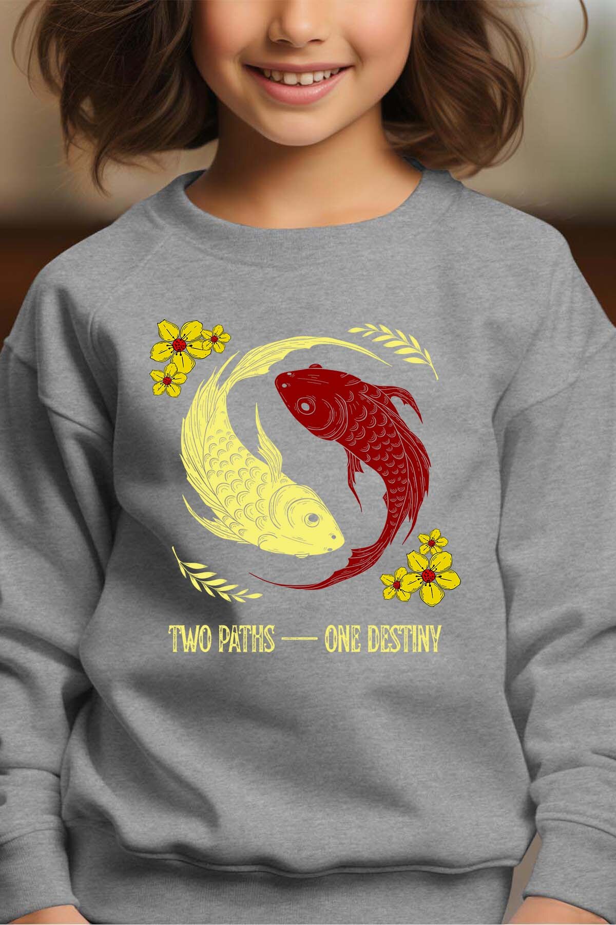 Wholesaler I.A.L.D FRANCE - Red and White Creative Illustrated Koi Fish - Crewneck sweatshirt Girl