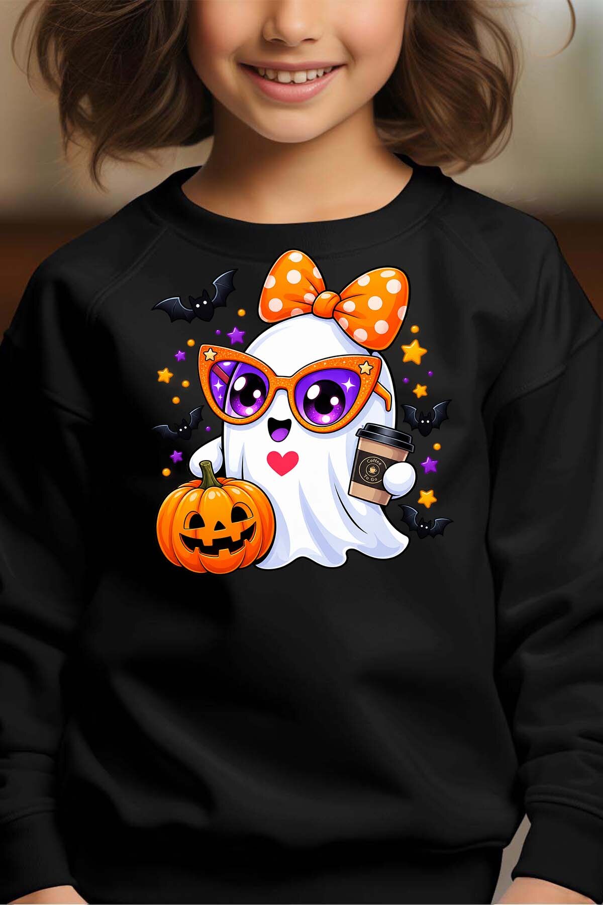 Grossiste I.A.L.D FRANCE - Miss ghost halloween - Sweat Col Rond Fille
