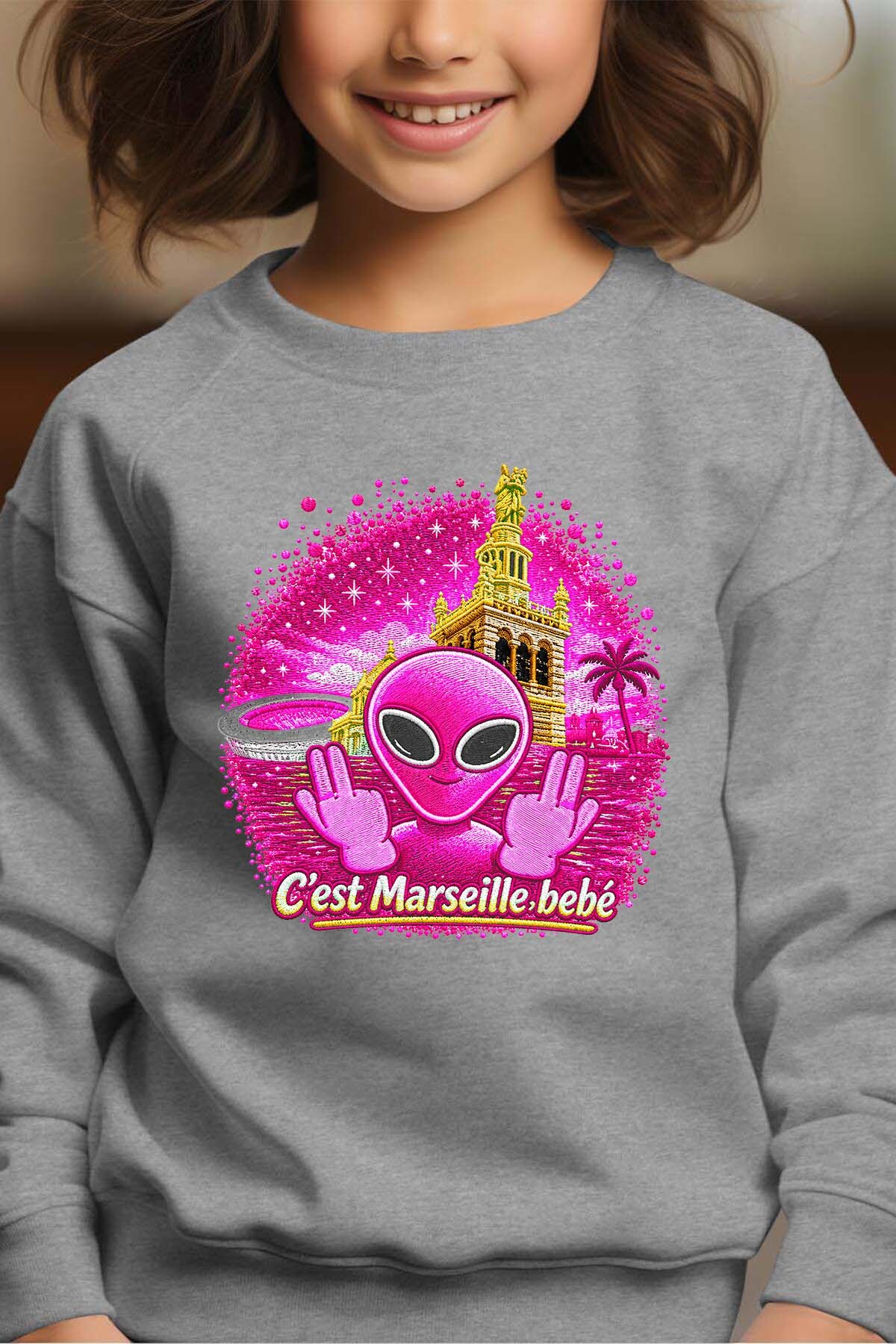 Grossiste I.A.L.D FRANCE - Ovni Mars Pink - Sweat Col Rond Fille