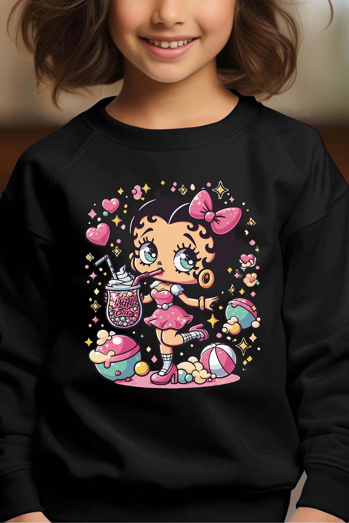 Grossiste I.A.L.D FRANCE - Boop Love - Sweat Col Rond Fille