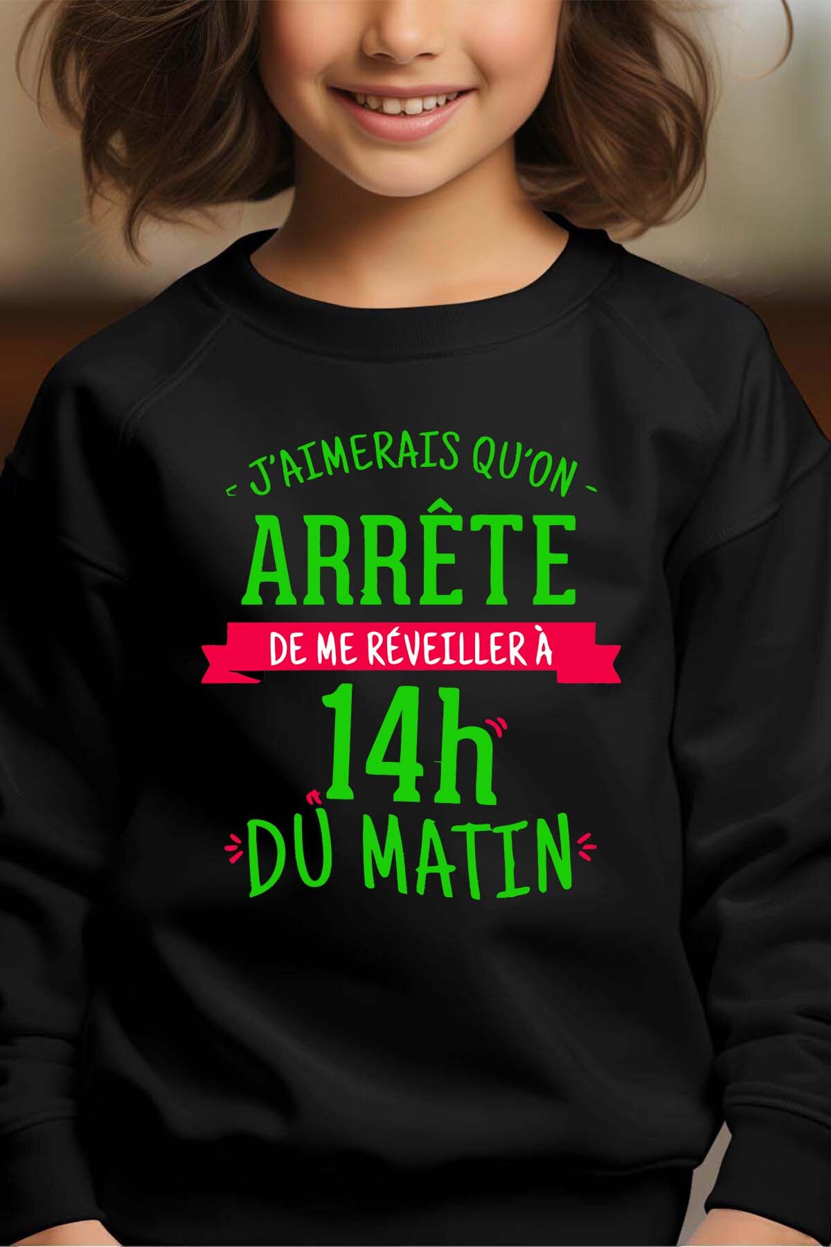 Grossiste I.A.L.D FRANCE - Reveiller 14H du mat - Sweat Col Rond Fille