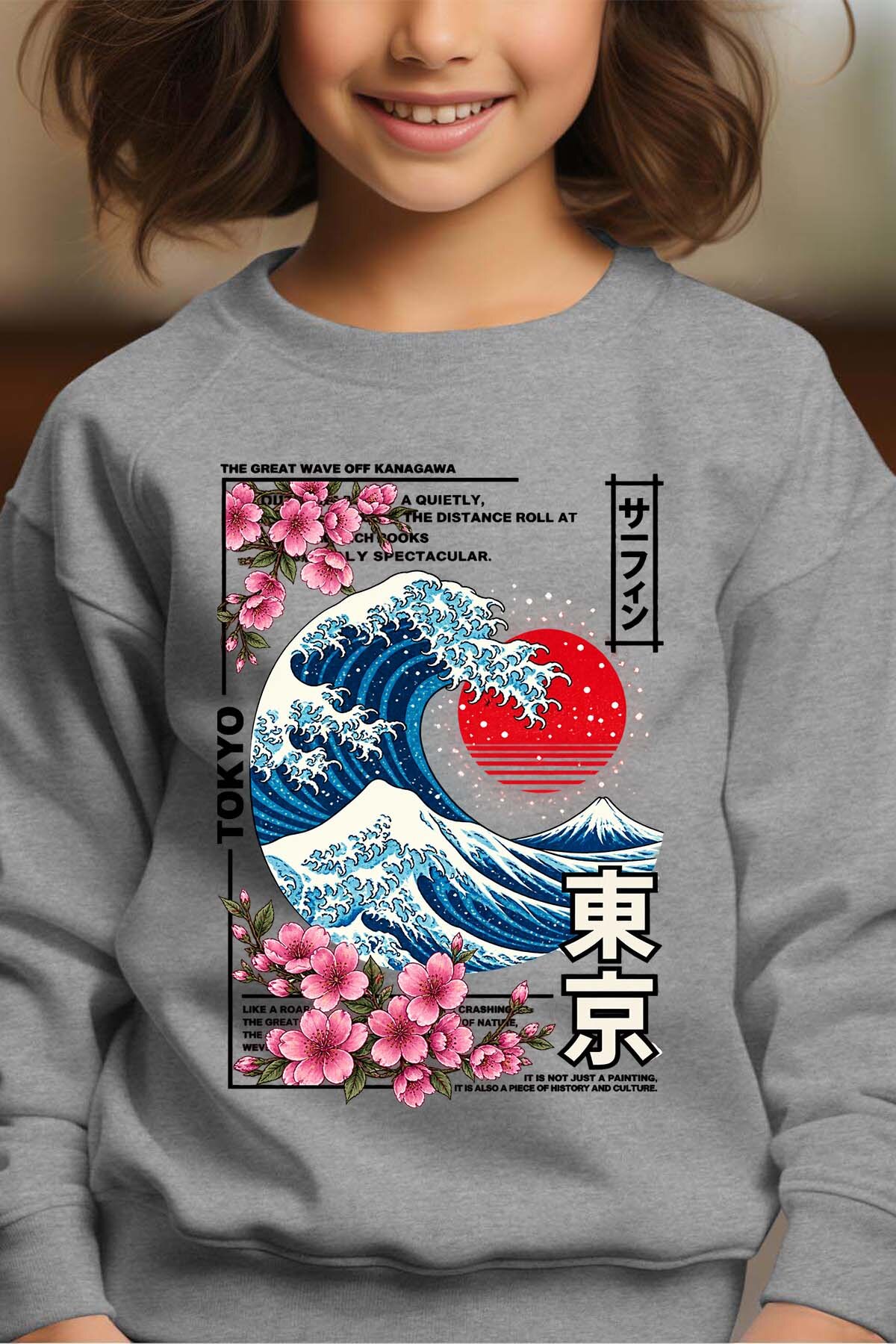 Grossiste I.A.L.D FRANCE - Hokkaido Great Wave - Sweat Col Rond Fille