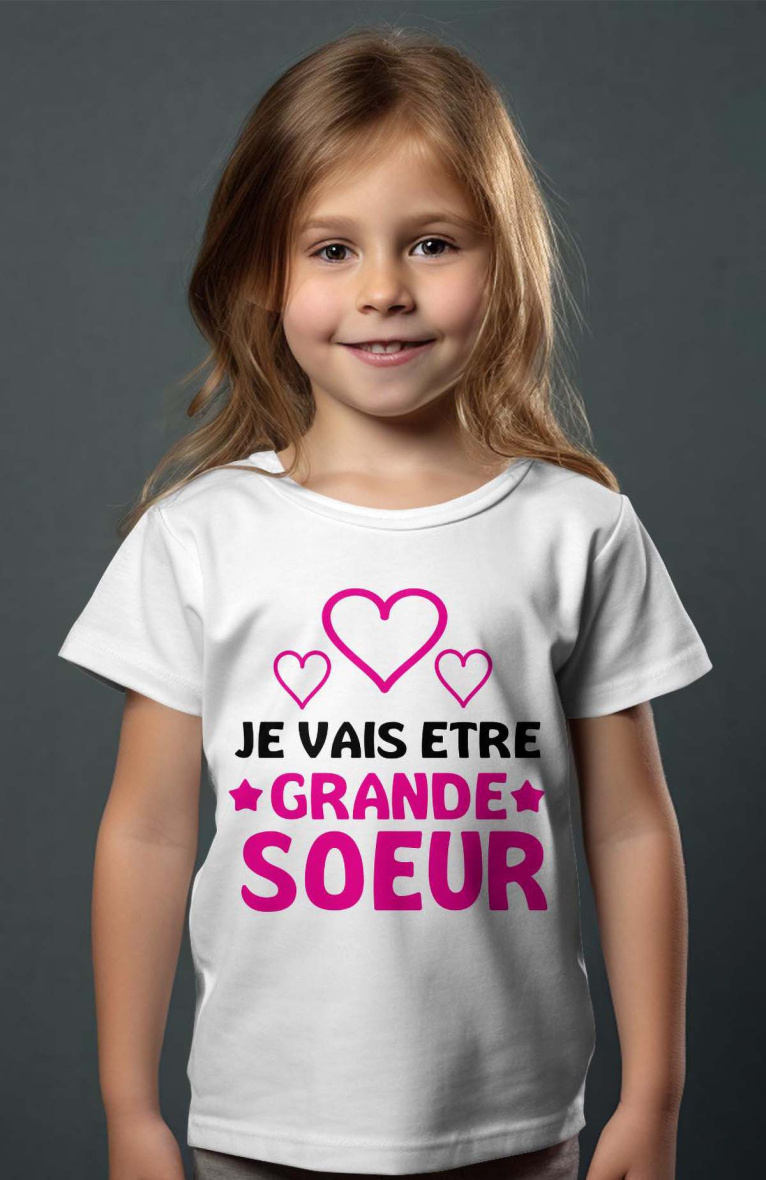 Wholesaler I.A.L.D FRANCE - Girl's tee | je vais grand soeur