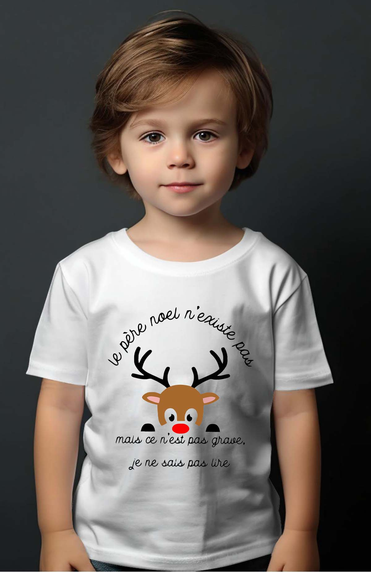 Grossiste I.A.L.D FRANCE - Le pere noel n'existe Cerf - Tshirt Garçon