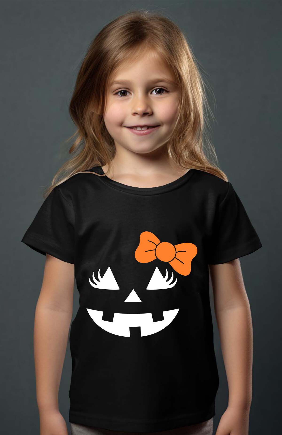 Grossiste I.A.L.D FRANCE - Pumpkin face noeud - Tshirt Fille