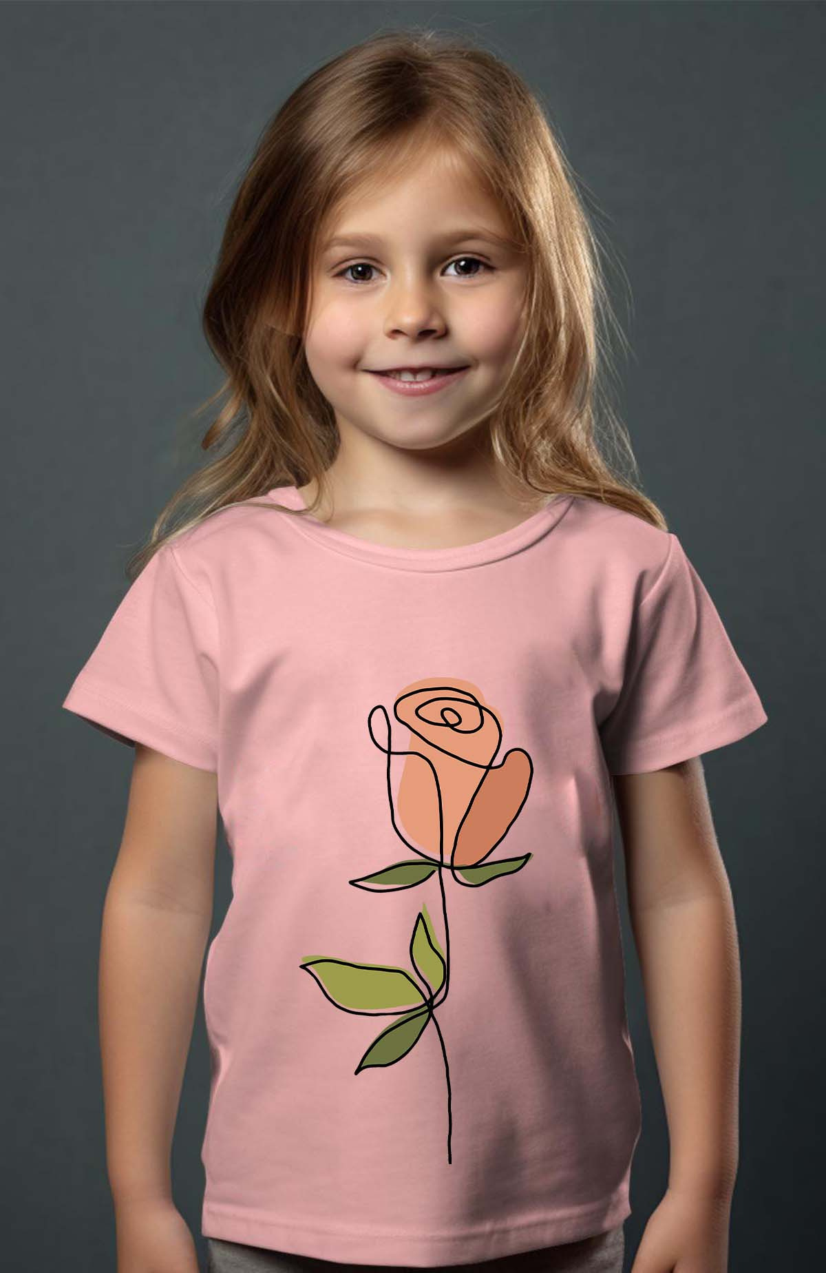 Grossiste I.A.L.D FRANCE - Rose lineart - T-shirt Fille