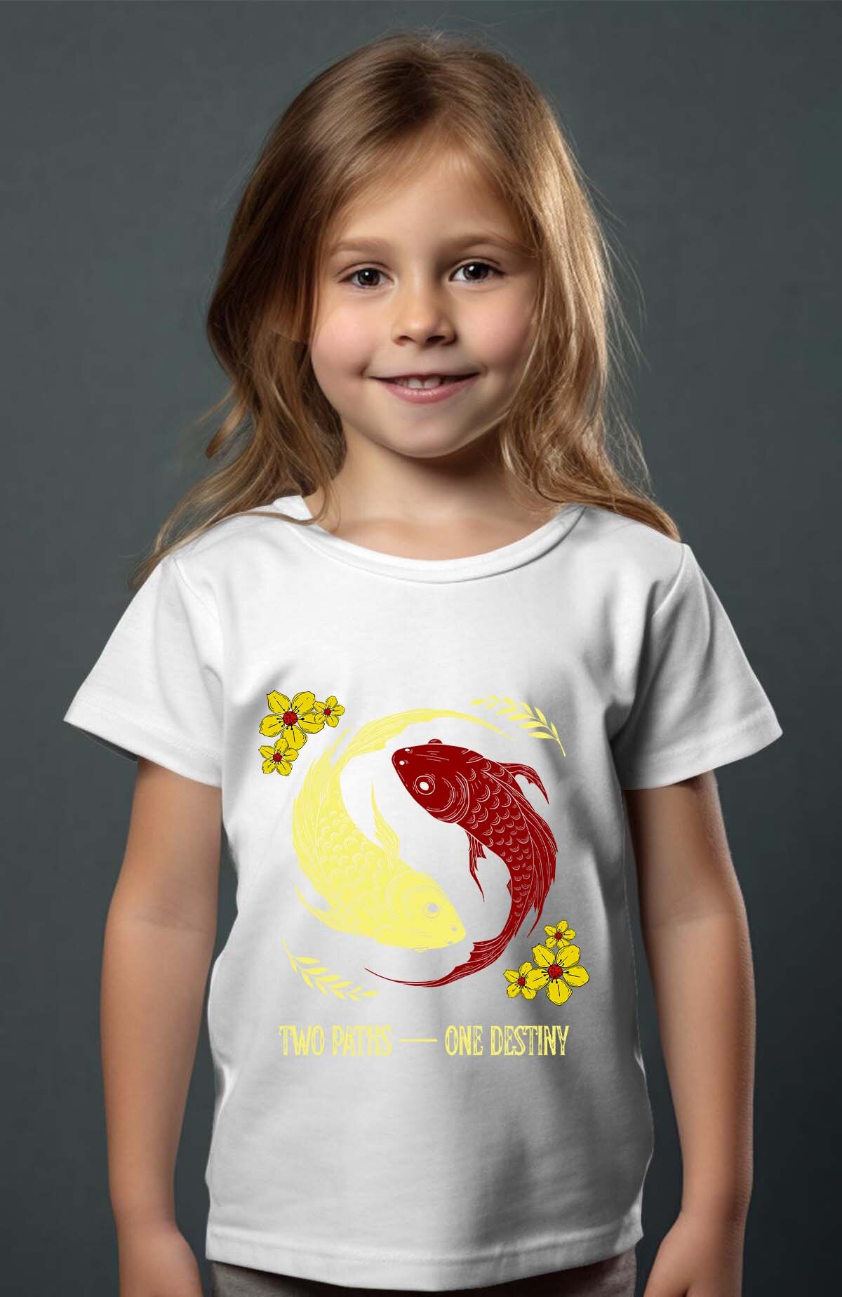 Wholesaler I.A.L.D FRANCE - Red and White Creative Illustrated Koi Fish - Tee Girl