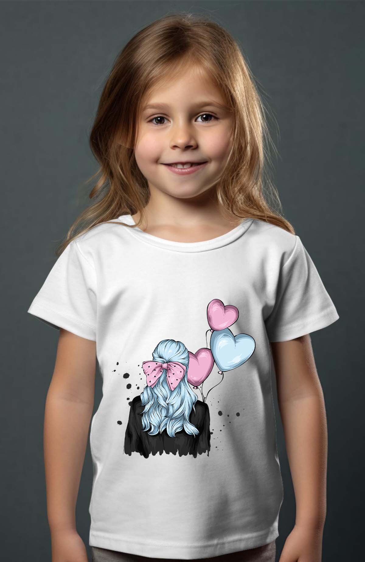 Großhändler I.A.L.D FRANCE - Blaues Herz-Haar - Mädchen T-Shirt
