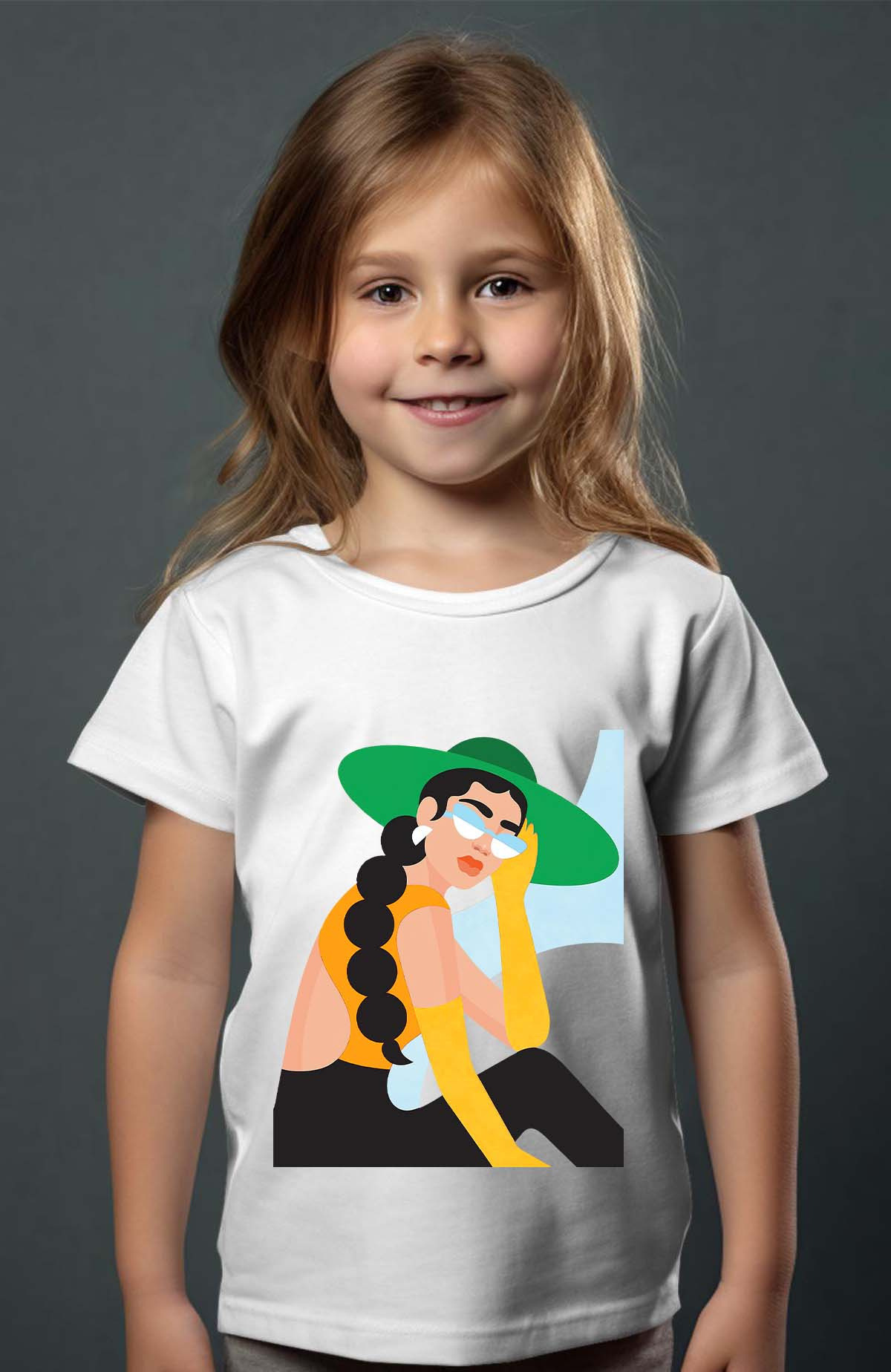 Grossiste I.A.L.D FRANCE - Chapeau vert retouche - T-shirt Fille