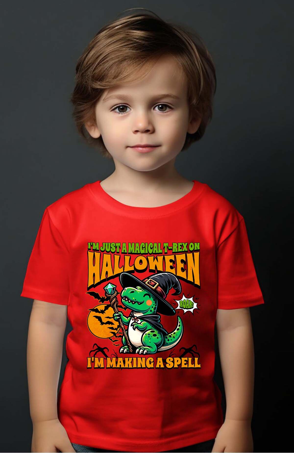Grossiste I.A.L.D FRANCE - Halloween T-Rex Dinosaur Wizard Festive Dino - T-shirt Garçon
