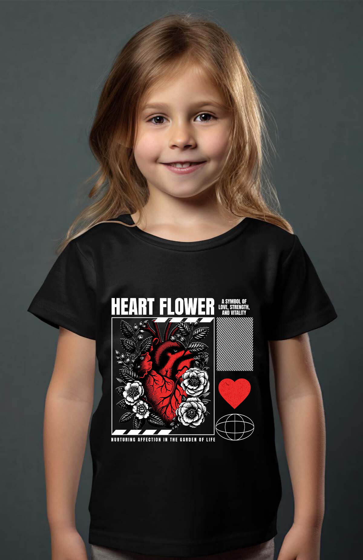 Großhändler I.A.L.D FRANCE - Herzblume - Mädchen T -Shirt