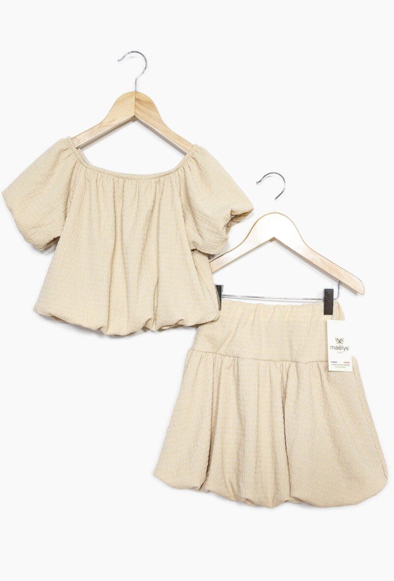 Grossiste IDEAL OUTFIT - Ensemble top  et jupe ballon avec doubele