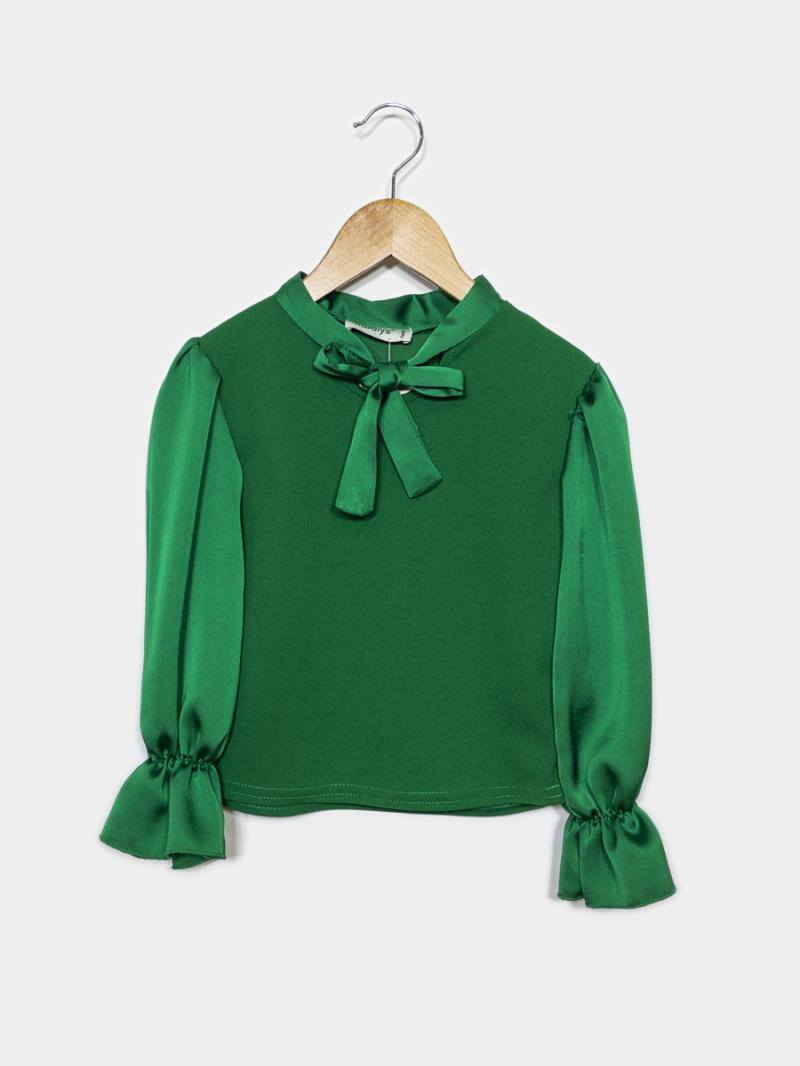 Grossista IDEAL OUTFIT - Top in raso con maniche a sbuffo