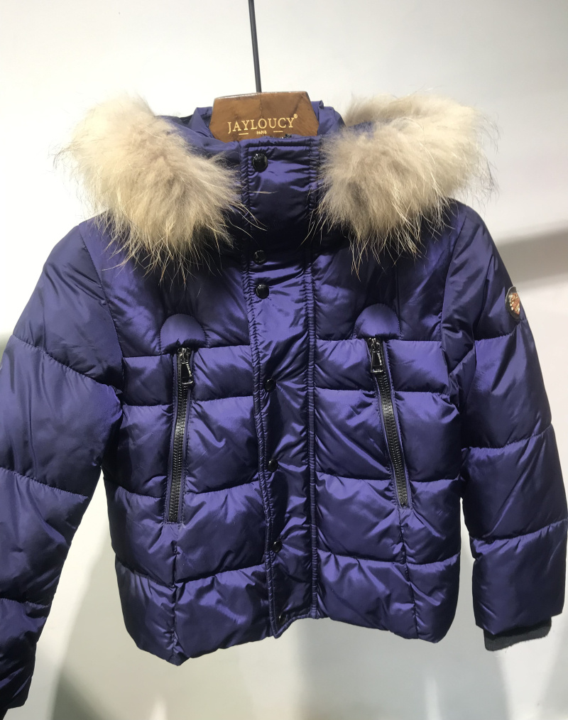 Großhändler Jayloucy - Schlichte Unisex-Kinder-Daunenjacke mit Fellkapuze