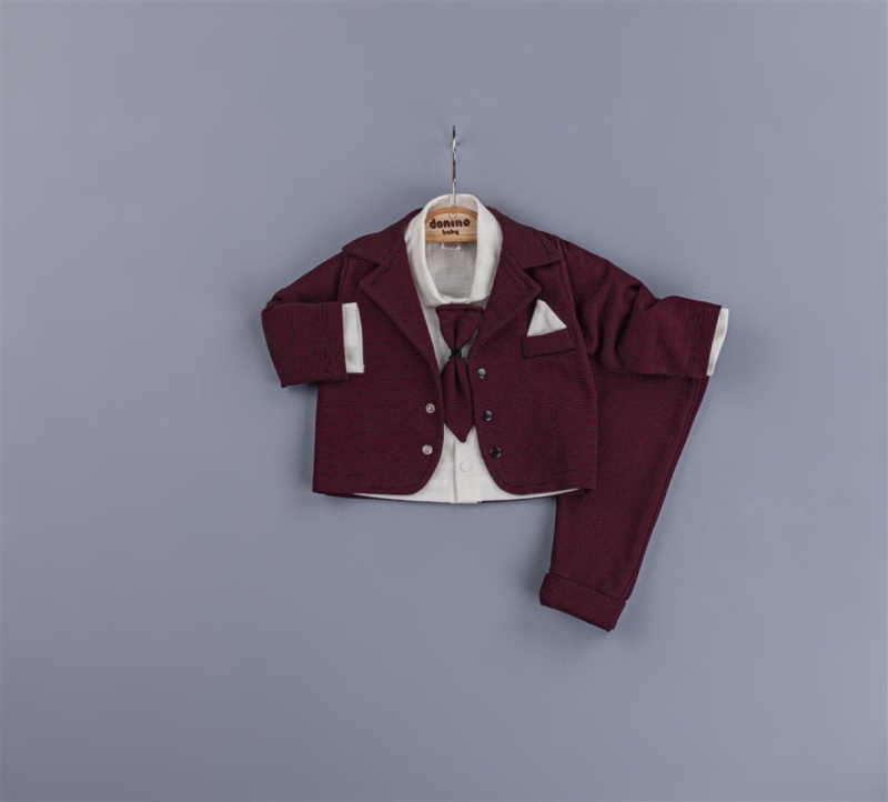 Grossiste June Boutique Baby - Costume rayé bordeaux