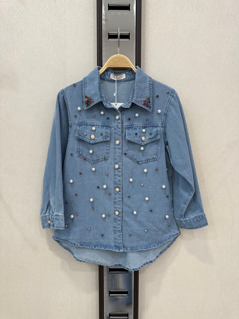 Grossiste KIDS STAR - Chemise en jean enfant avec perles décoratives