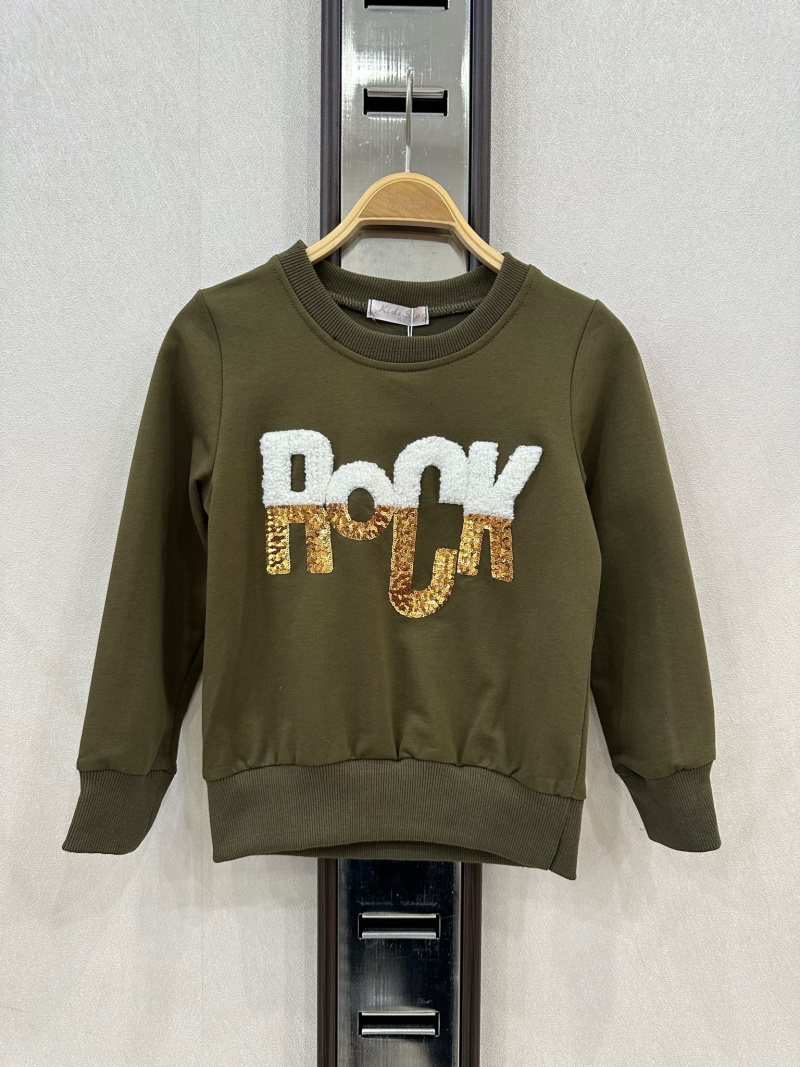 Wholesaler KIDS STAR - Children's sweatshirt with "Rock" inscription in sequins