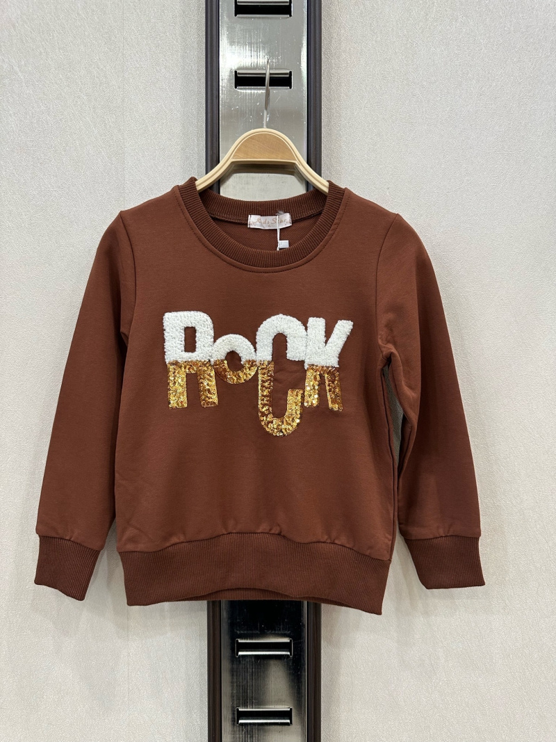 Grossiste KIDS STAR - Sweat-shirt enfant avec inscription "Rock" en sequins