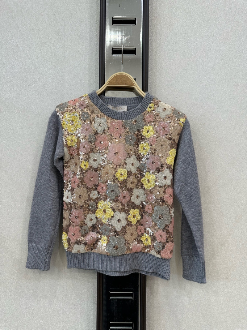 Grossiste KIDS STAR - Pull enfant avec sequins floraux scintillants
