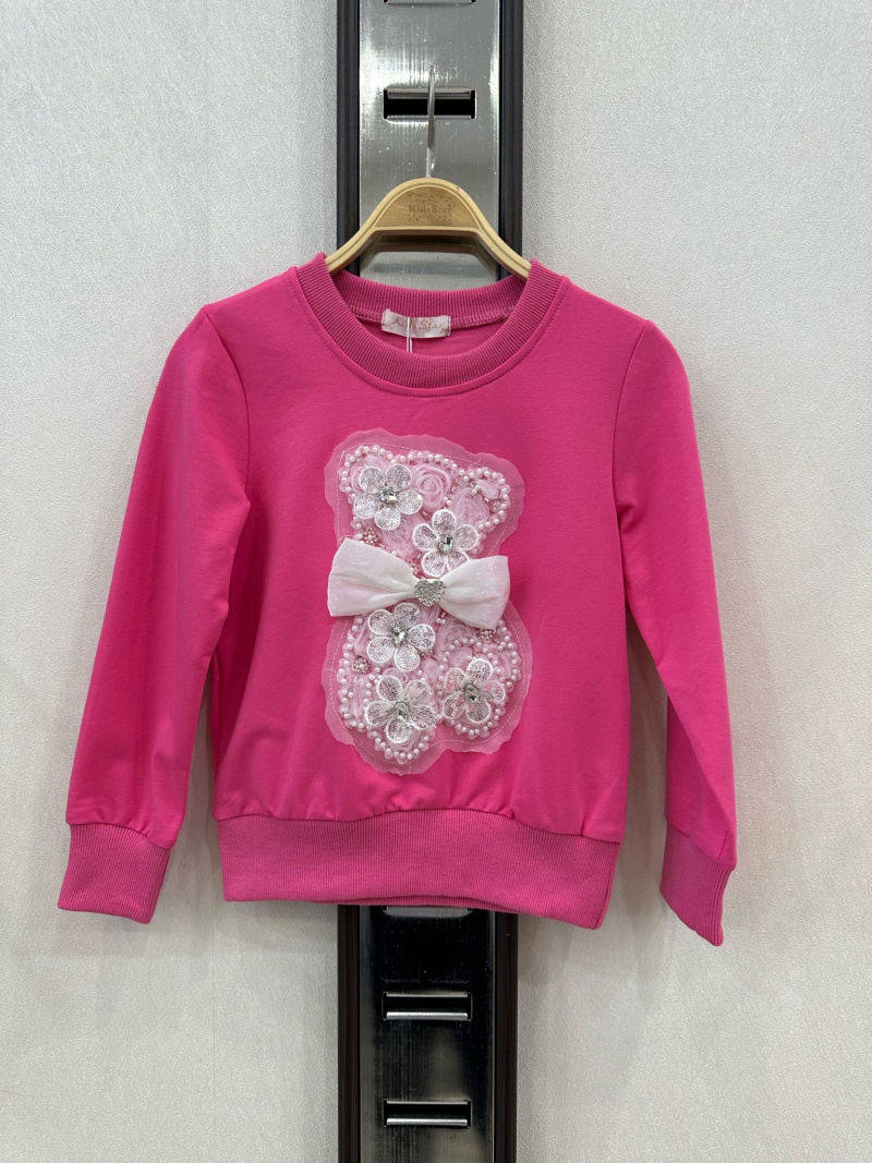 Wholesaler KIDS STAR - Children's sweatshirt with bow and embroidered floral decorations