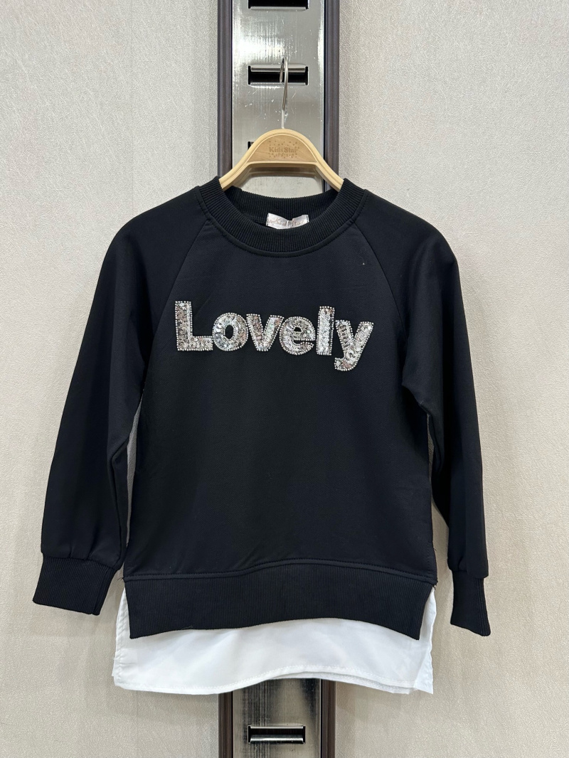 Wholesaler KIDS STAR - Children's sweatshirt with "Lovely" inscription in sequins