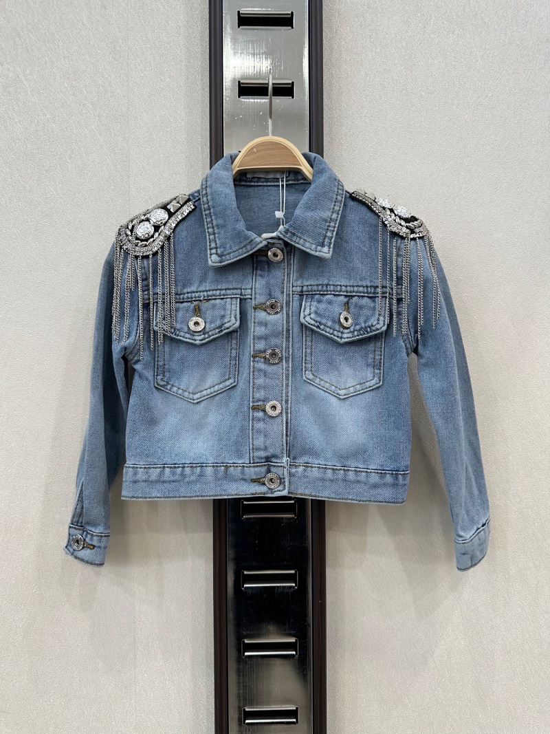 Grossiste KIDS STAR - Veste en jean noir pour enfant avec épaulettes décoratives