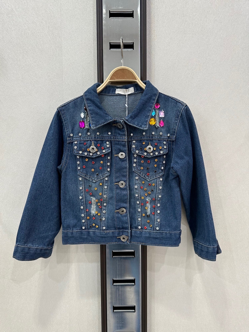 Wholesaler KIDS STAR - Children's denim jacket with colored rhinestones