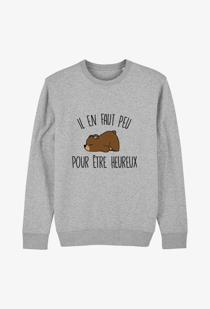 Grossiste Koloris - Sweat enfant Gris - Il en faut peu pour être heureux